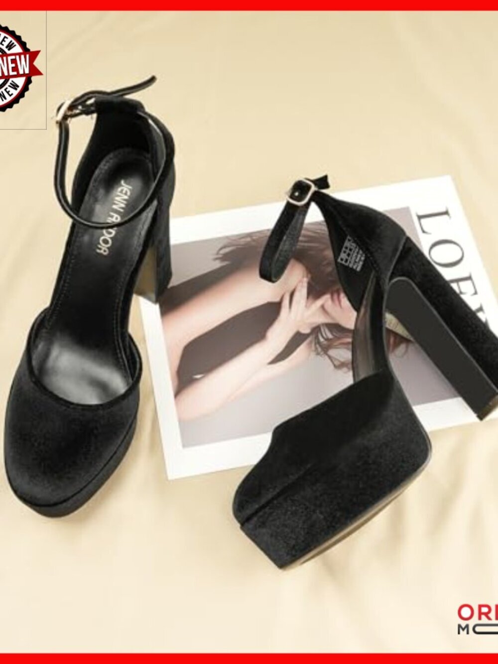 5 Inch Chunky Heel Platform Pumps with Ankle Strap for Wedding Party - Picture 4 of 7